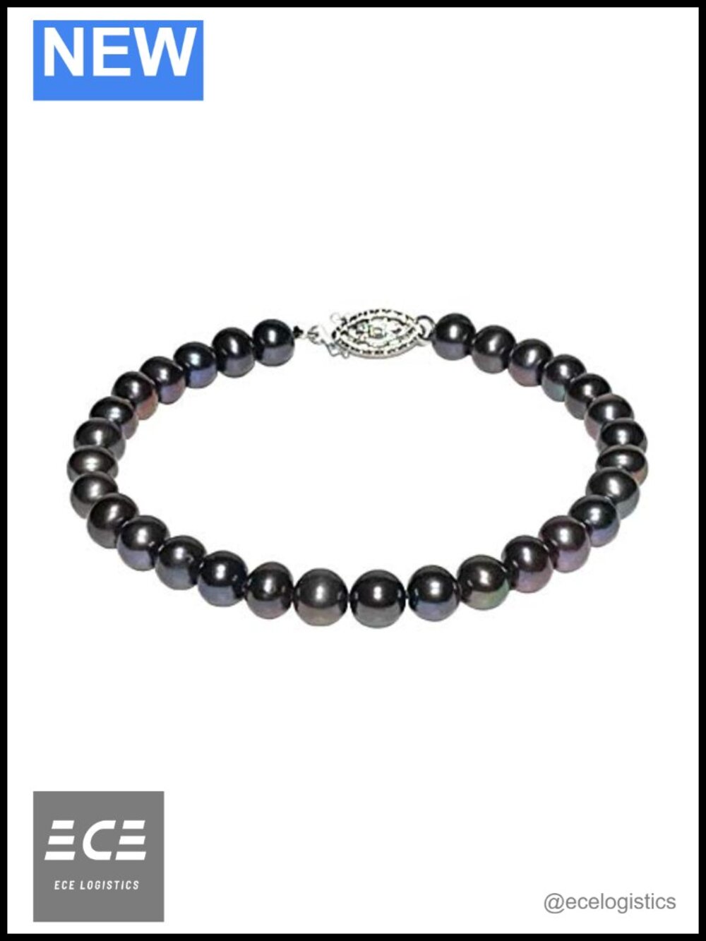 Freshwater Pearl Bracelet 7 Inch 14K White Gold Plated Sterling Silver Clasp